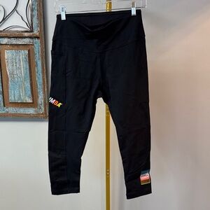 Zumba Fitness Black cropped Leggings with Multicolor Logo Accents EUC L